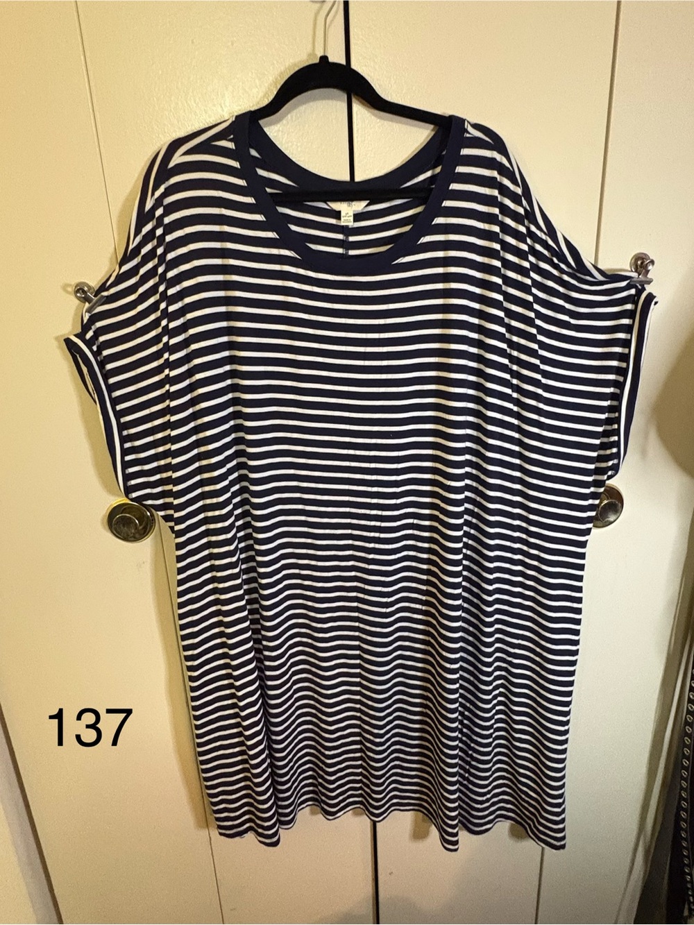 Terra & Sky Navy and White Striped T-shirt dress